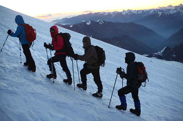 Climbing Mount Elbrus along the southern slope