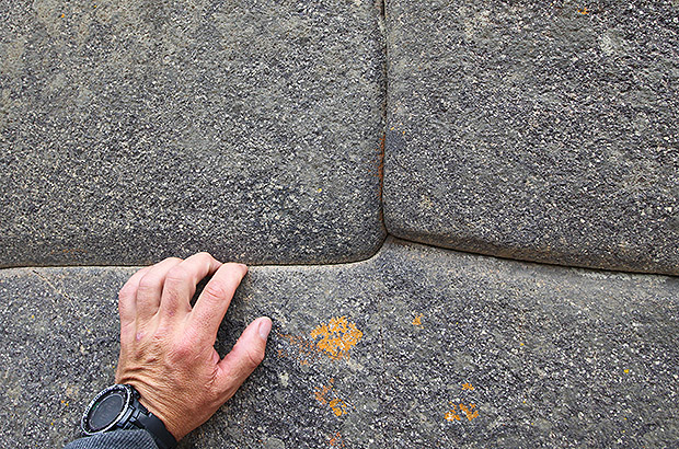 Fragment of polygonal masonry of one of the foundations of Machu Picchu