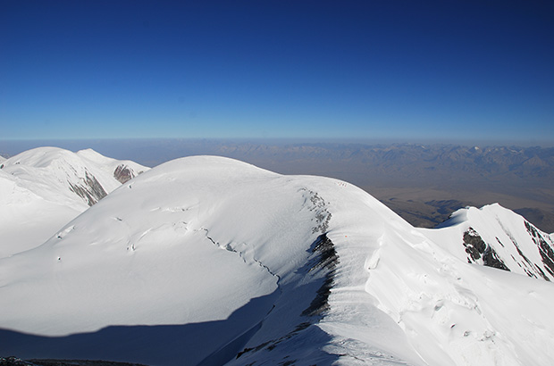 View from the summit of Illimani, Bolivia. 6439 m