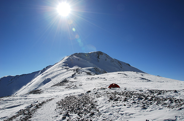 High camp 6400 m on the Lenin Peak 7134 m climbing route