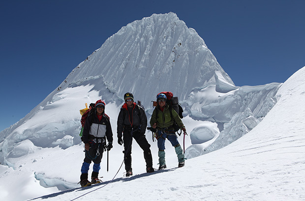 At High Camp after a successful ascent of Alpamayo 5947 m, Peru