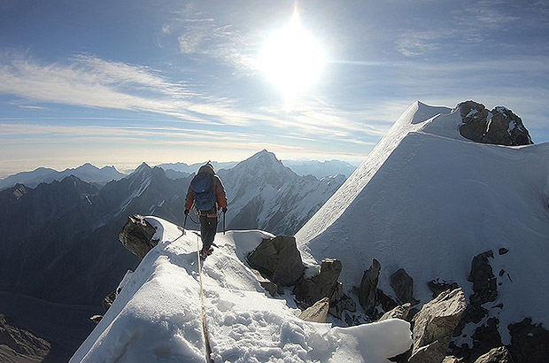 On the way to the summit of Mount Dykh Tau, Caucasus