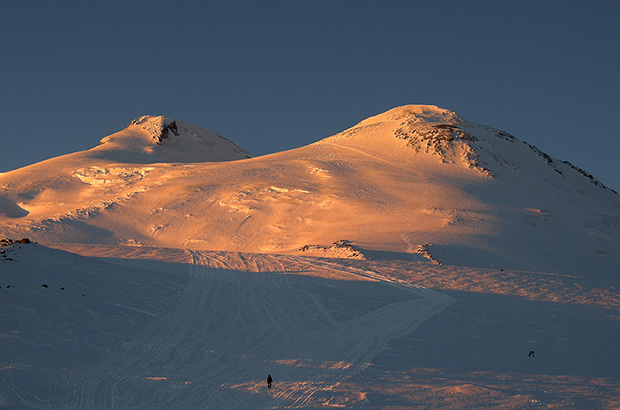 The south slope of Mount Elbrus - it seems that the summit is just a stone's throw away