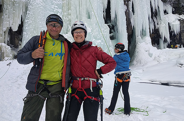 Iceclimbing with Kristine from US on her 80th birthday