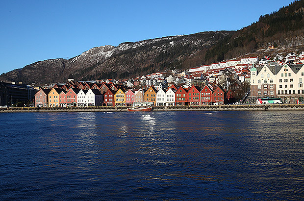 Famous Bryggen promenade in Bergen